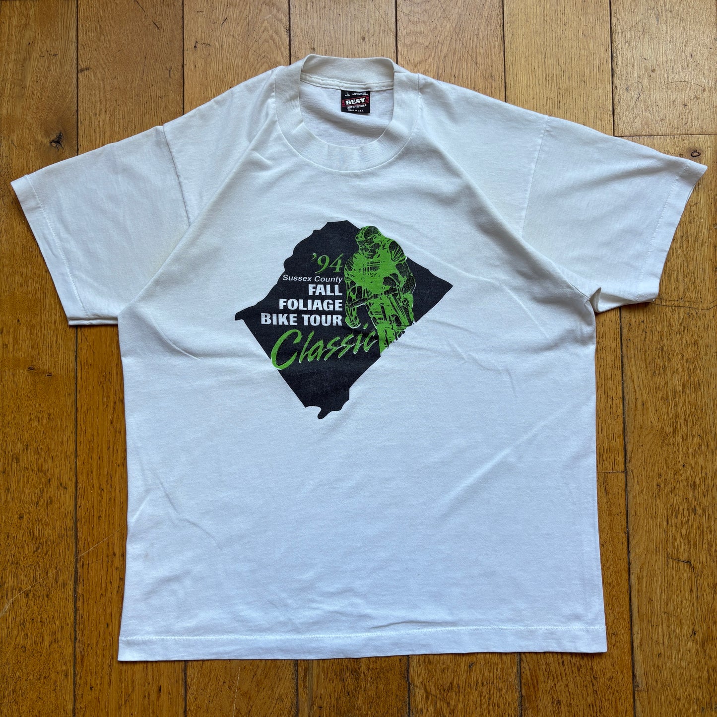 Vintage 1994 Cycling Single Stitch Graphic White T-Shirt - M