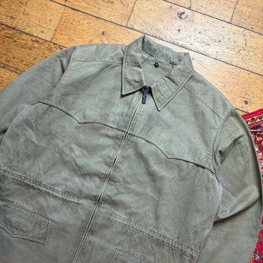Vintage Green Workwear Double Zip Lightweight Jacket - XL