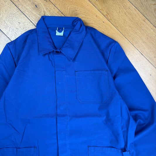 Vintage French Chore Workwear Jacket Blue Overcoat - XL