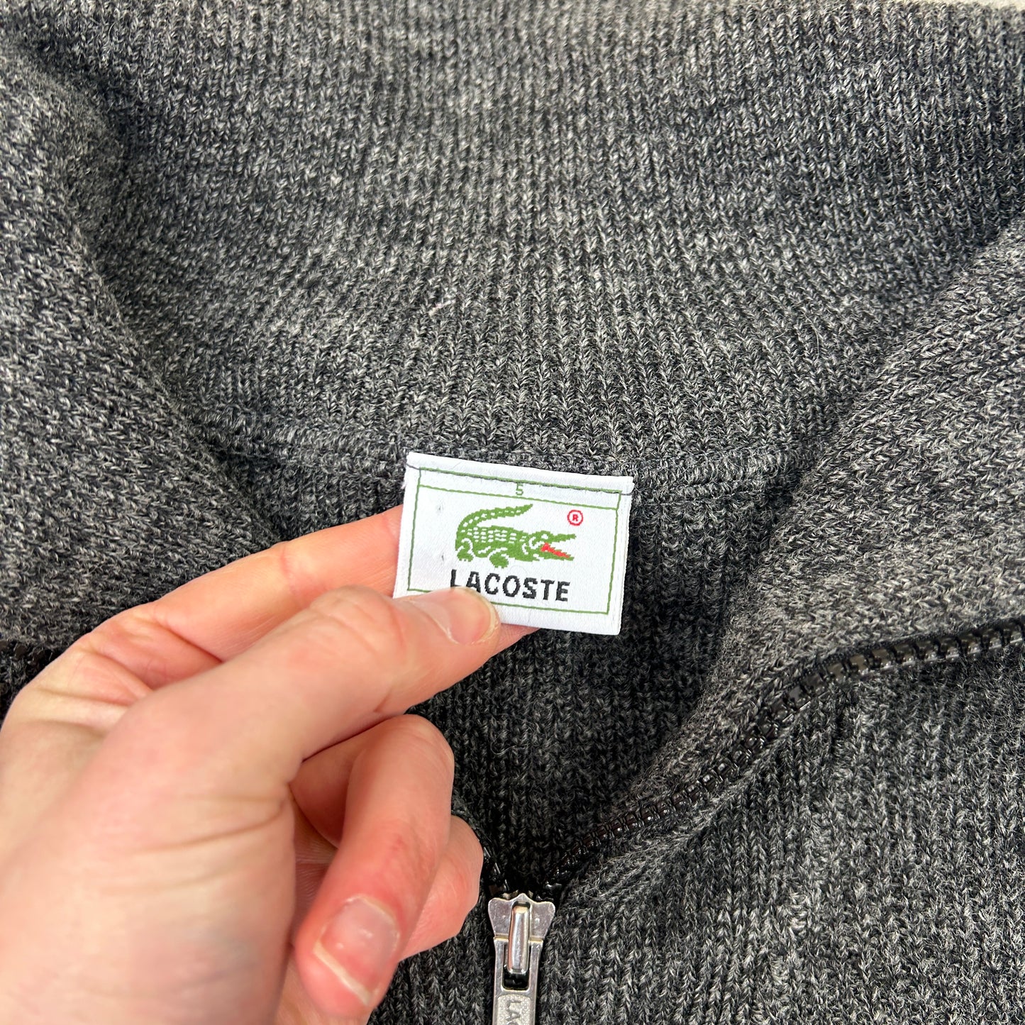 Vintage Lacoste Grey Quarter Zip Jumper - XL