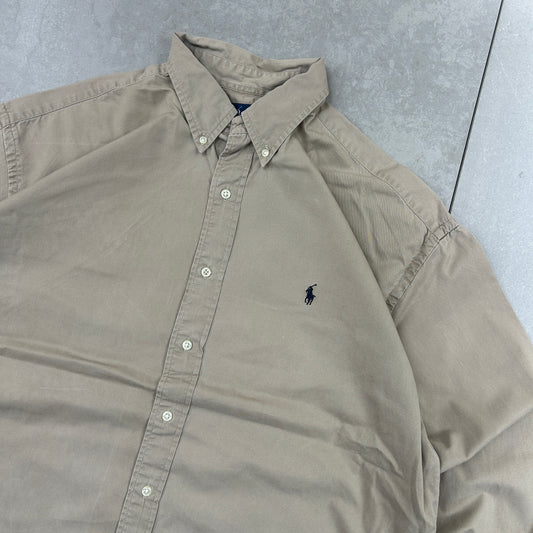 Vintage Ralph Lauren Embroidered Brown Cream Shirt - XL