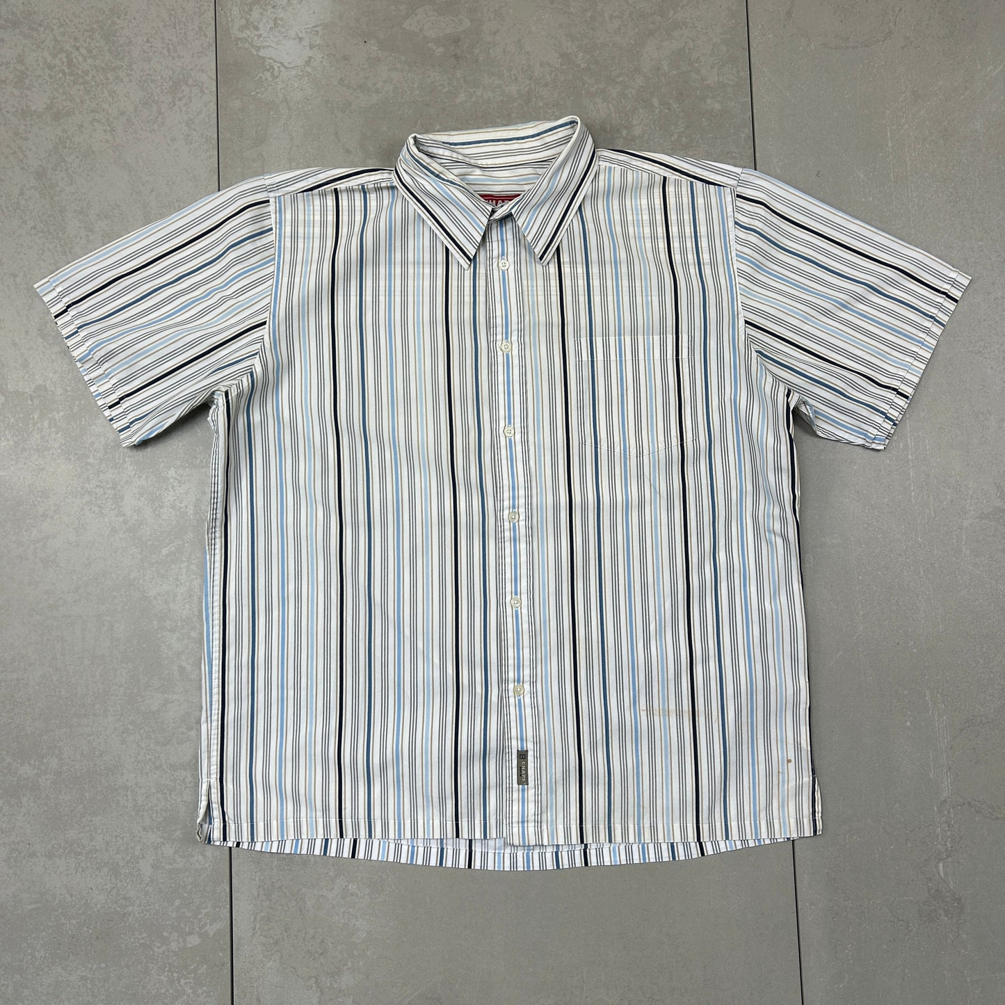Vintage Ralph Lauren Chaps Stripe Short Sleeve White Shirt - XL