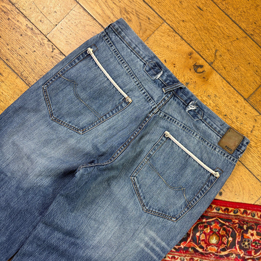 Vintage Paco Blue Embroidered Y2K Hip Hop Baggy Jeans - 38