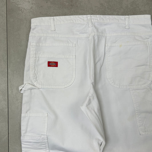 Vintage Dickies Workwear Carpenter Baggy White Trousers - 38