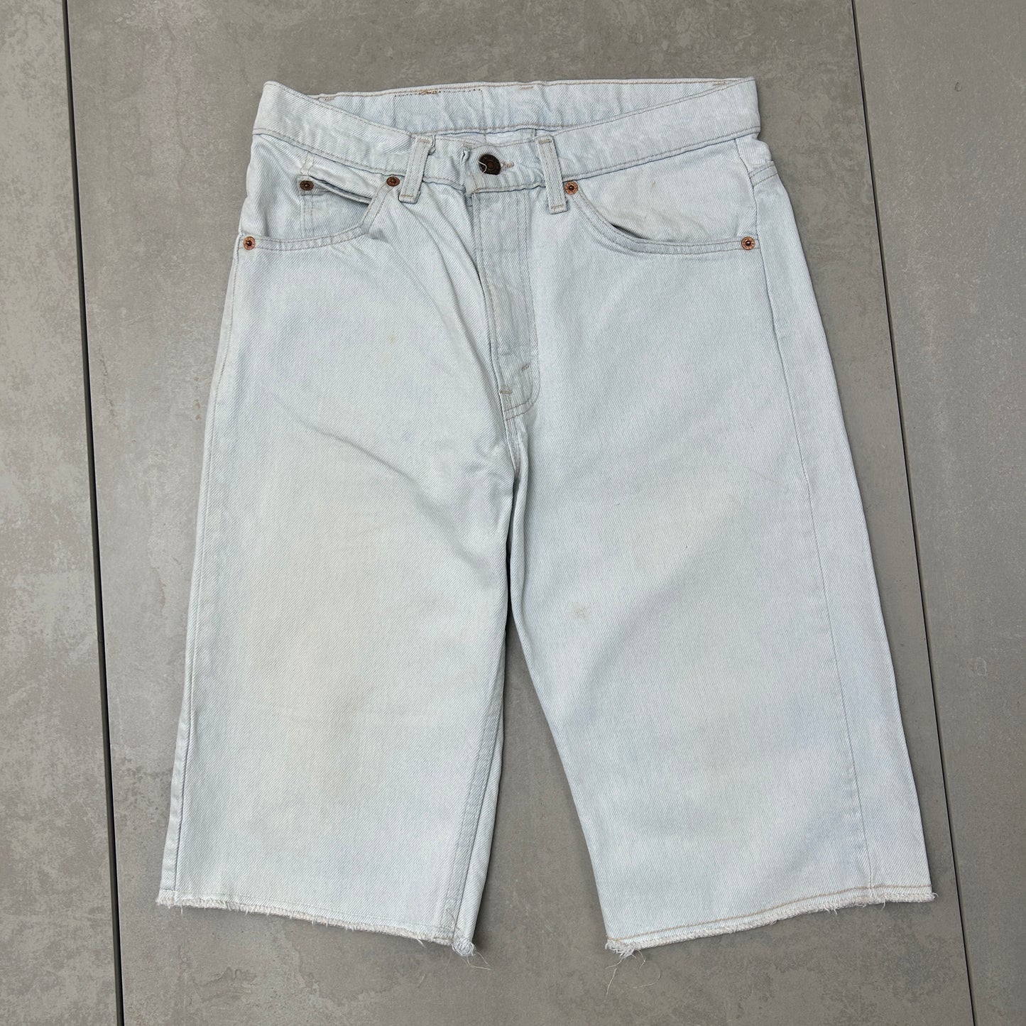 Vintage Levis 505 Orange Tab Blue White Straight Denim Shorts - 30