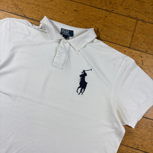 Vintage Ralph Lauren Big Pony White Polo T-Shirt - XXL