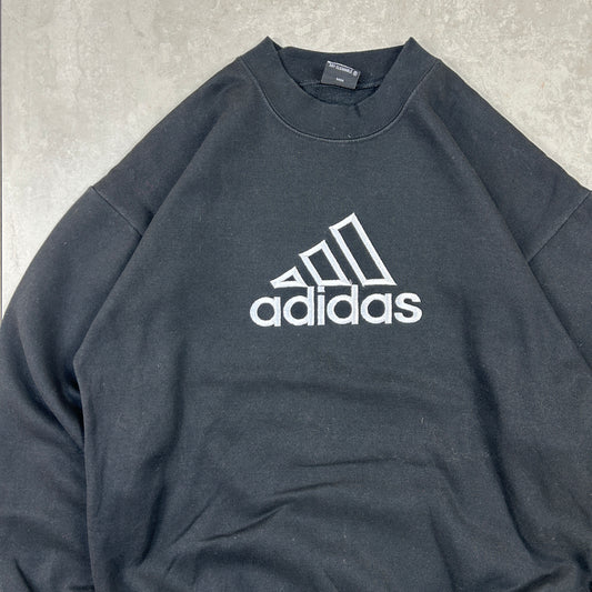 Vintage 00s Adidas Black Embroidered Sweatshirt - XS