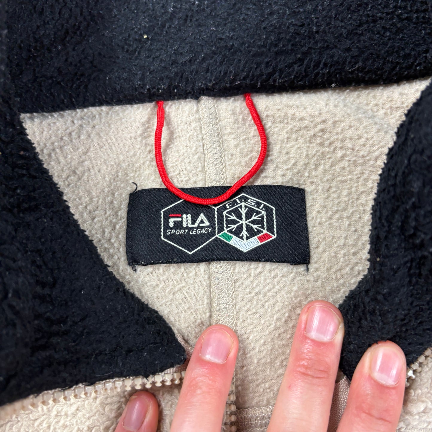 Vintage Fila Cream Embroidered Fleece Sweatshirt - L