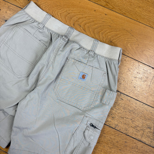 Vintage Carhartt Workwear Cream Womens Baggy Carpenter Shorts - Size 10