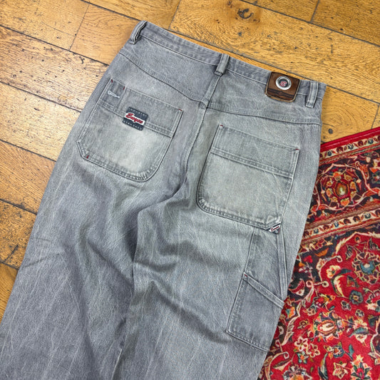 Vintage Enyce Grey Embroidered Y2K Hip Hop Baggy Jeans - 36