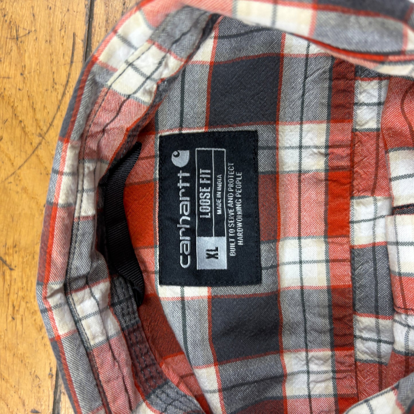 Vintage Carhartt Orange Check Workwear Shirt - XL