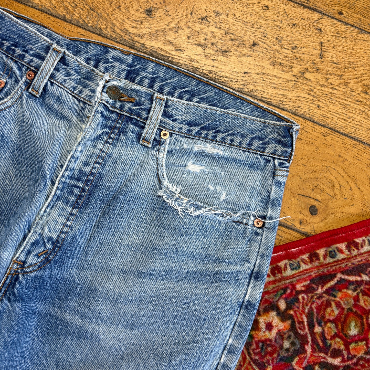 Vintage Levis 615 Orange Tab Straight Blue Denim Jeans - 34S