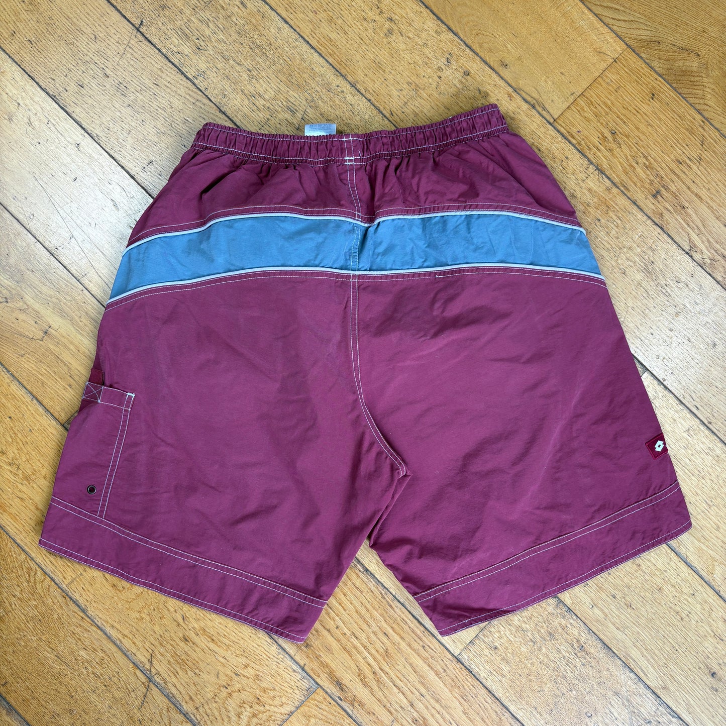 Vintage Lotto Sport Baggy Board Shorts Burgundy - S