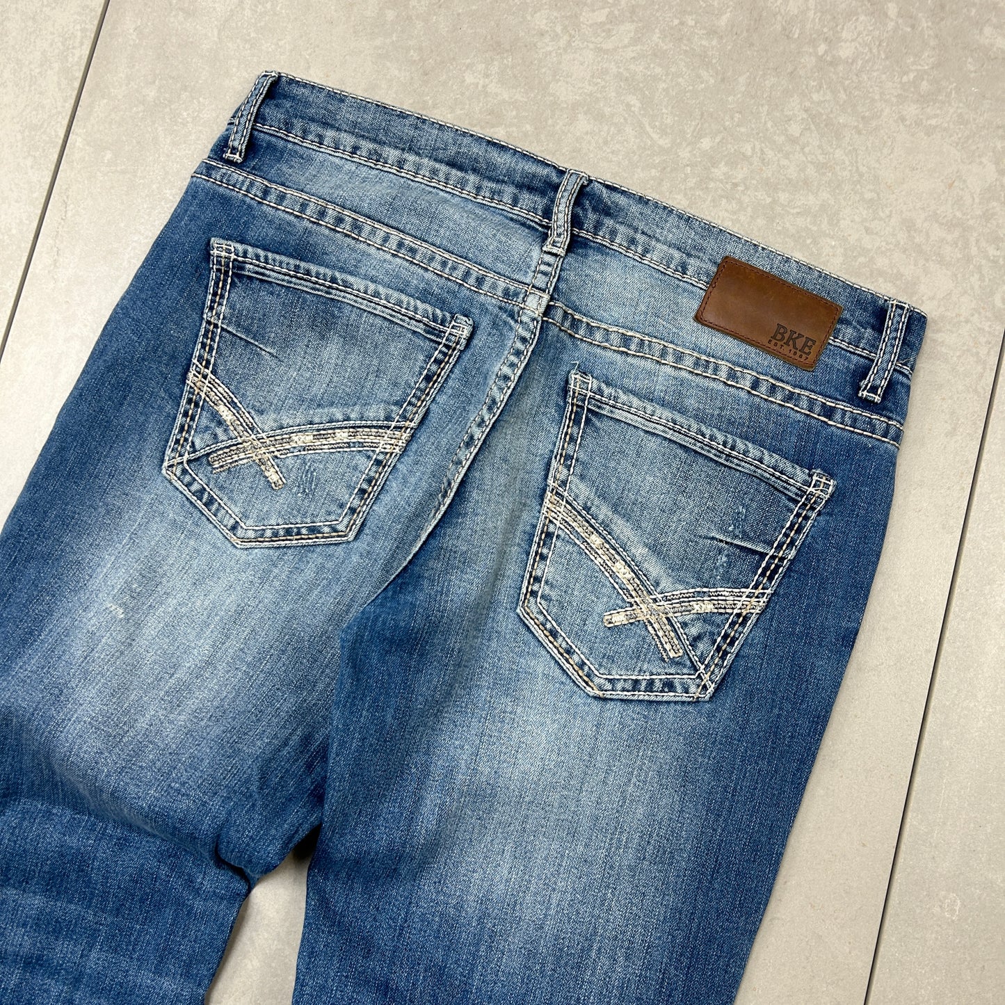 Vintage Embroidered Hip Hop Blue Straight Jeans - 35