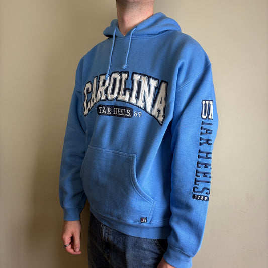 Vintage Carolina Tar Heels Blue Basketball Hoodie Embroidered Sweatshirt - L