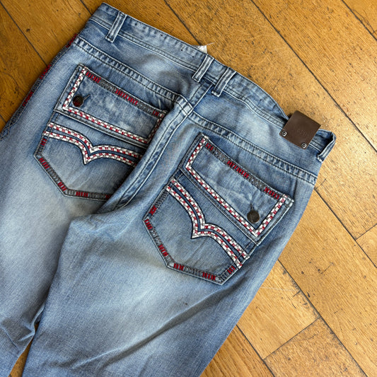 Vintage GS115 Embroidered Blue Hip Hop Baggy Jeans - 40