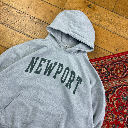 Vintage Newport Boxy Grey Hoodie Sweatshirt - L