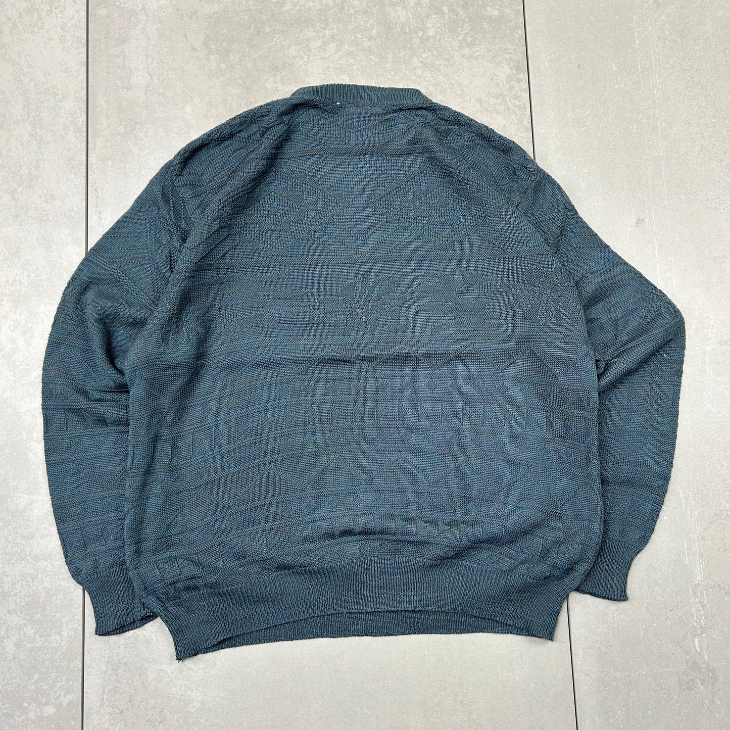 Vintage Italian Green Pattern Chunky Knit Jumper - XL