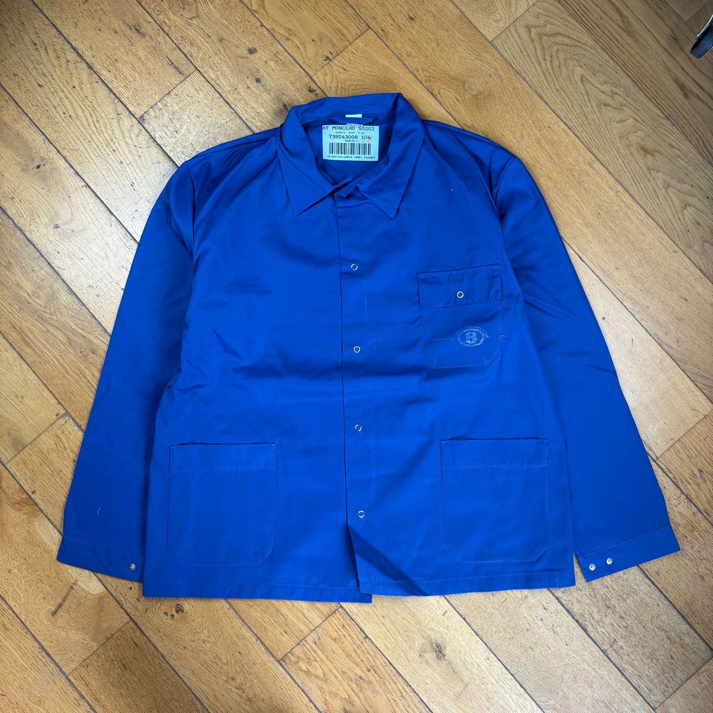 Vintage French Chore Workwear Jacket Blue Overcoat - XL