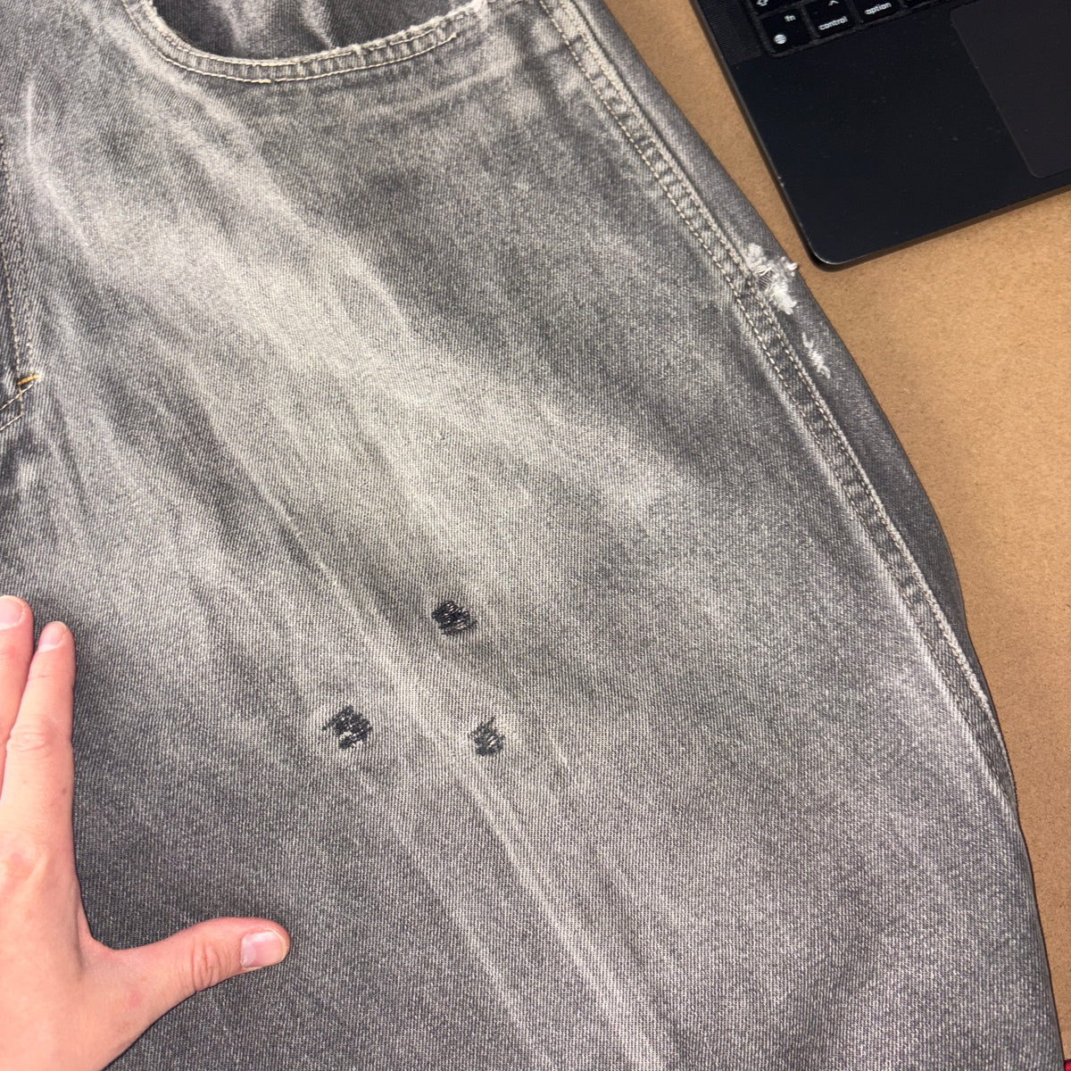 Willies ESCO Grey Embroidered Japanese Denim Hip Hop Y2K Baggy Jeans - 38L