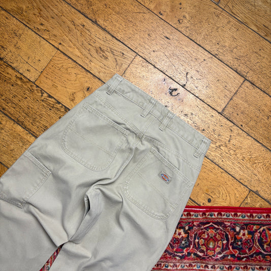 Vintage Dickies Workwear Womens Cream Carpenter Baggy Trousers - Size 10