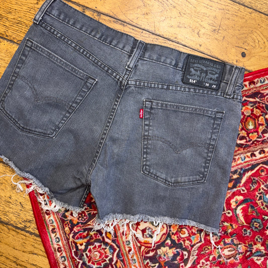 Vintage Levis 514 Grey Mini Micro Denim Shorts - Size 16