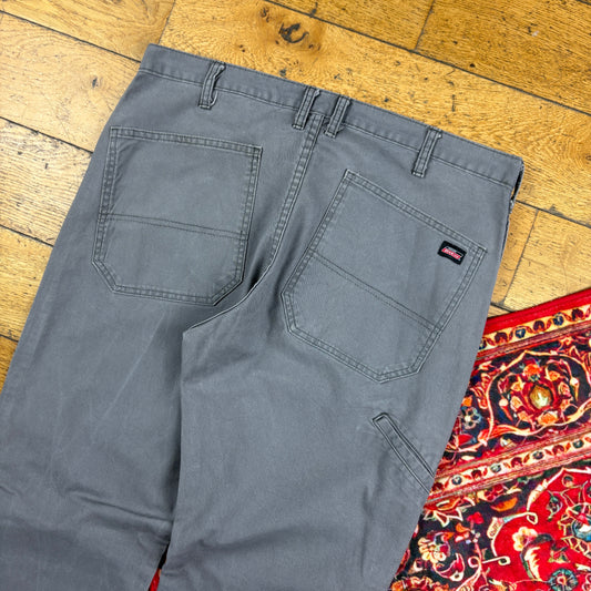 Vintage Dickies Workwear Carpenter Baggy Grey Trousers - 36