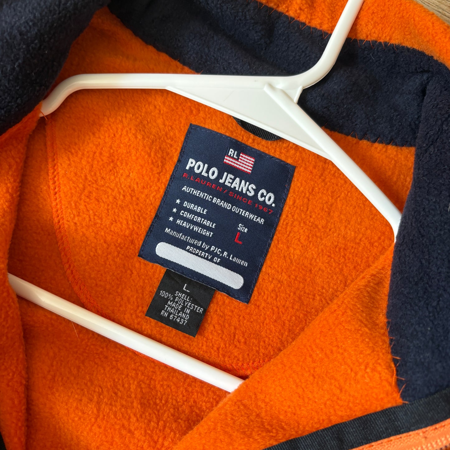 Vintage Ralph Lauren 90s Polo Jeans Orange Fleece Zip Vest Gilet - L