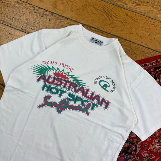 Vintage 90s Schott Surfwear White Graphic T-Shirt - M