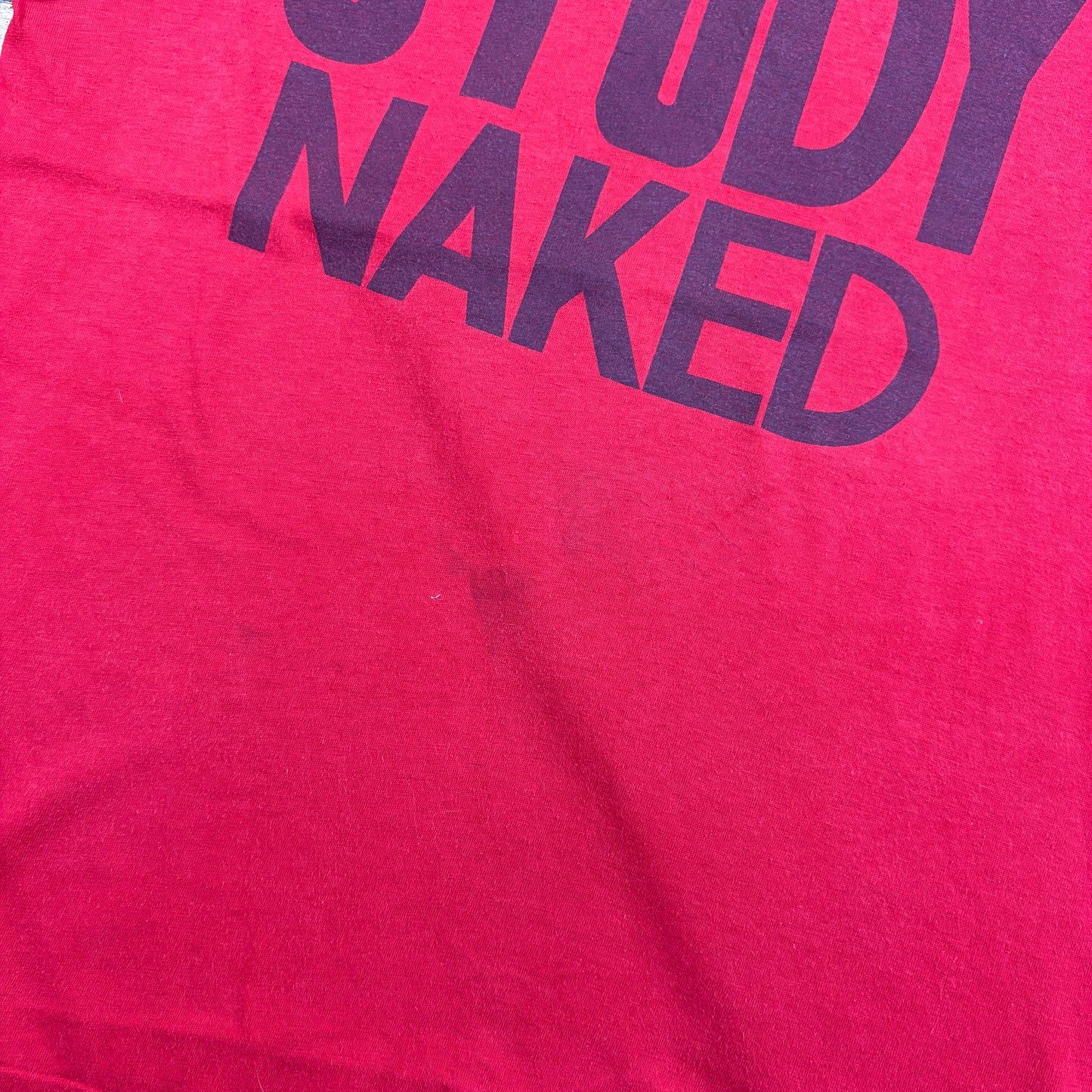 Vintage 90s Study Naked Funny Red Single Stitch Graphic T-Shirt - S