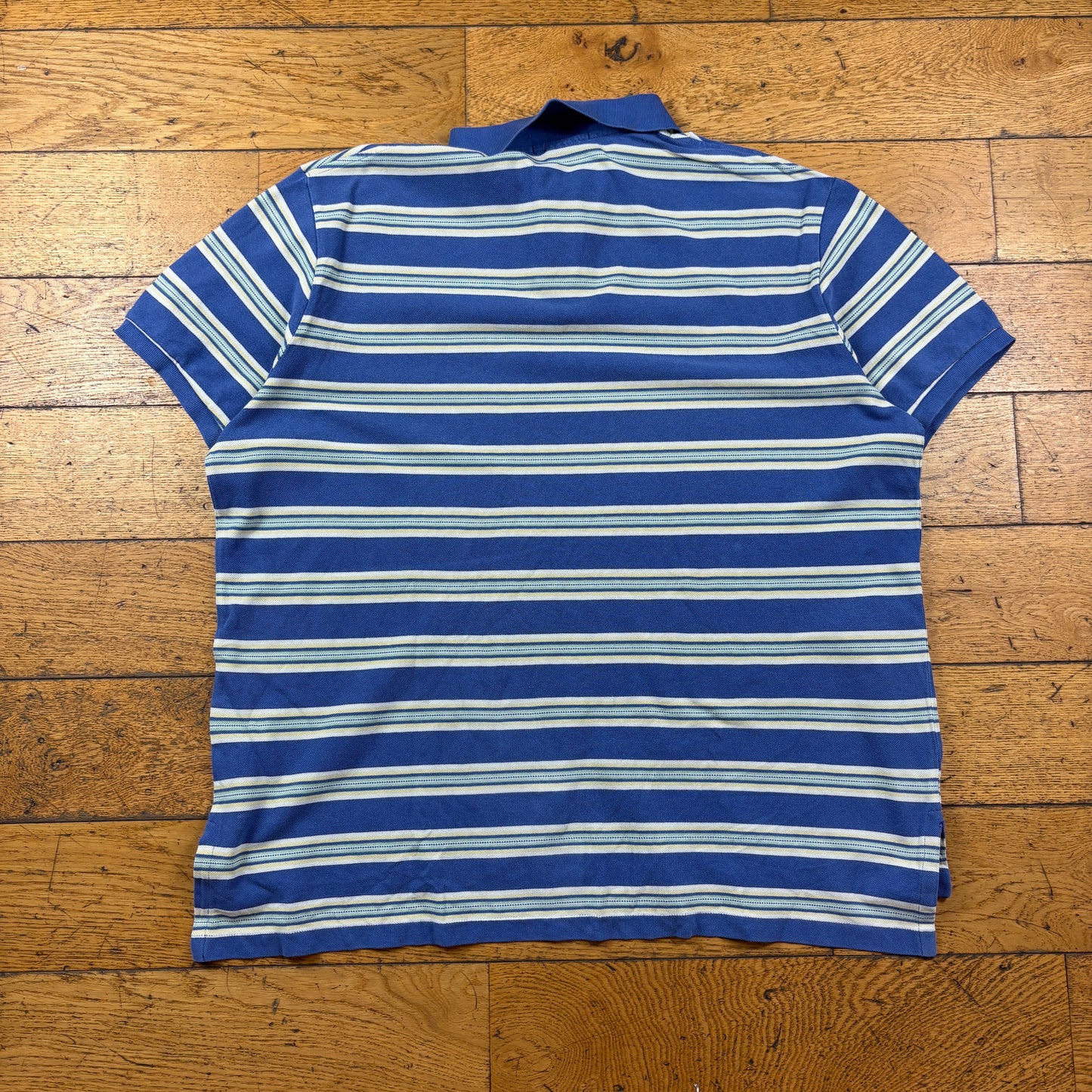 Vintage Ralph Lauren Blue Stripe Polo T-Shirt - XL