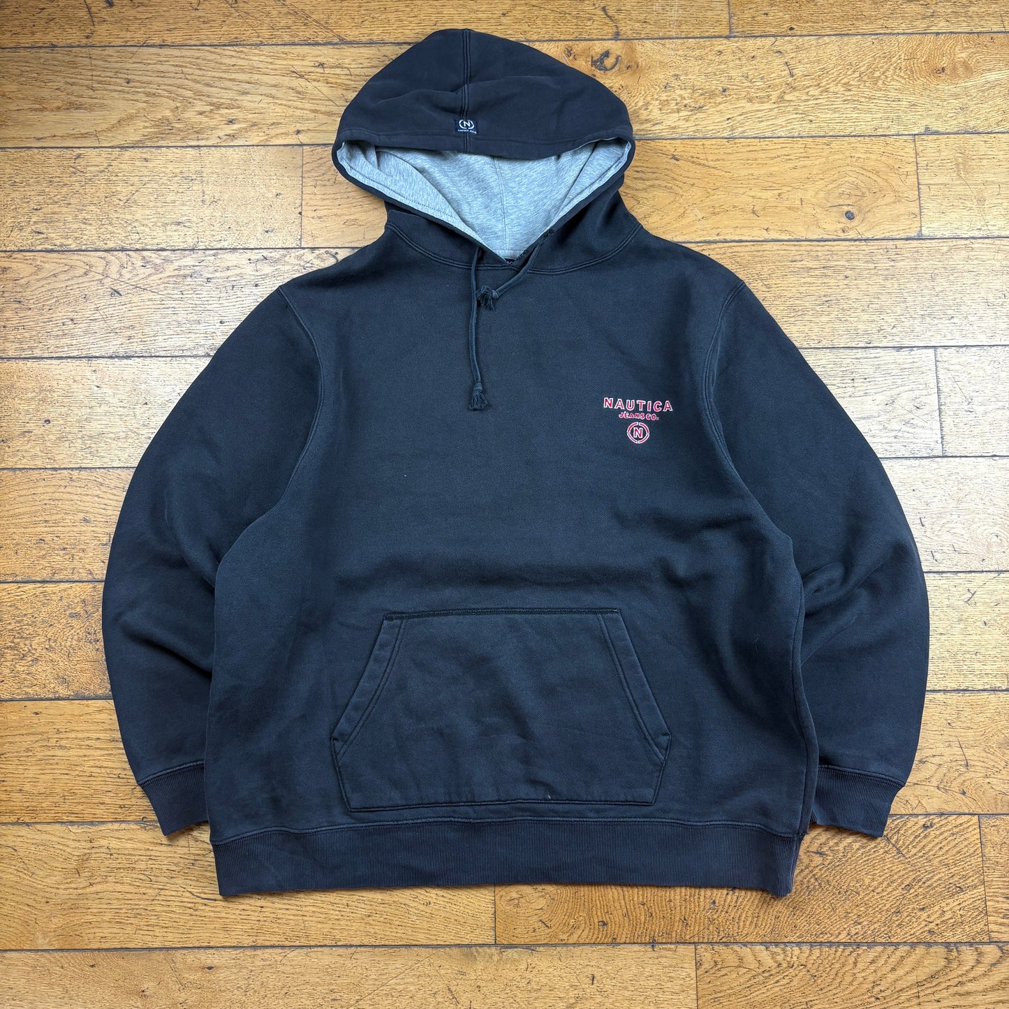 Vintage Nautica Black Embroidered Hoodie Sweatshirt - XXL
