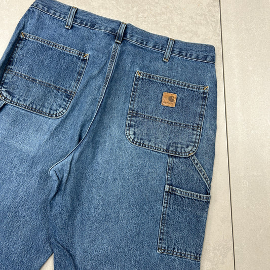Vintage Carhartt Workwear Baggy Carpenter Blue Shorts - 35