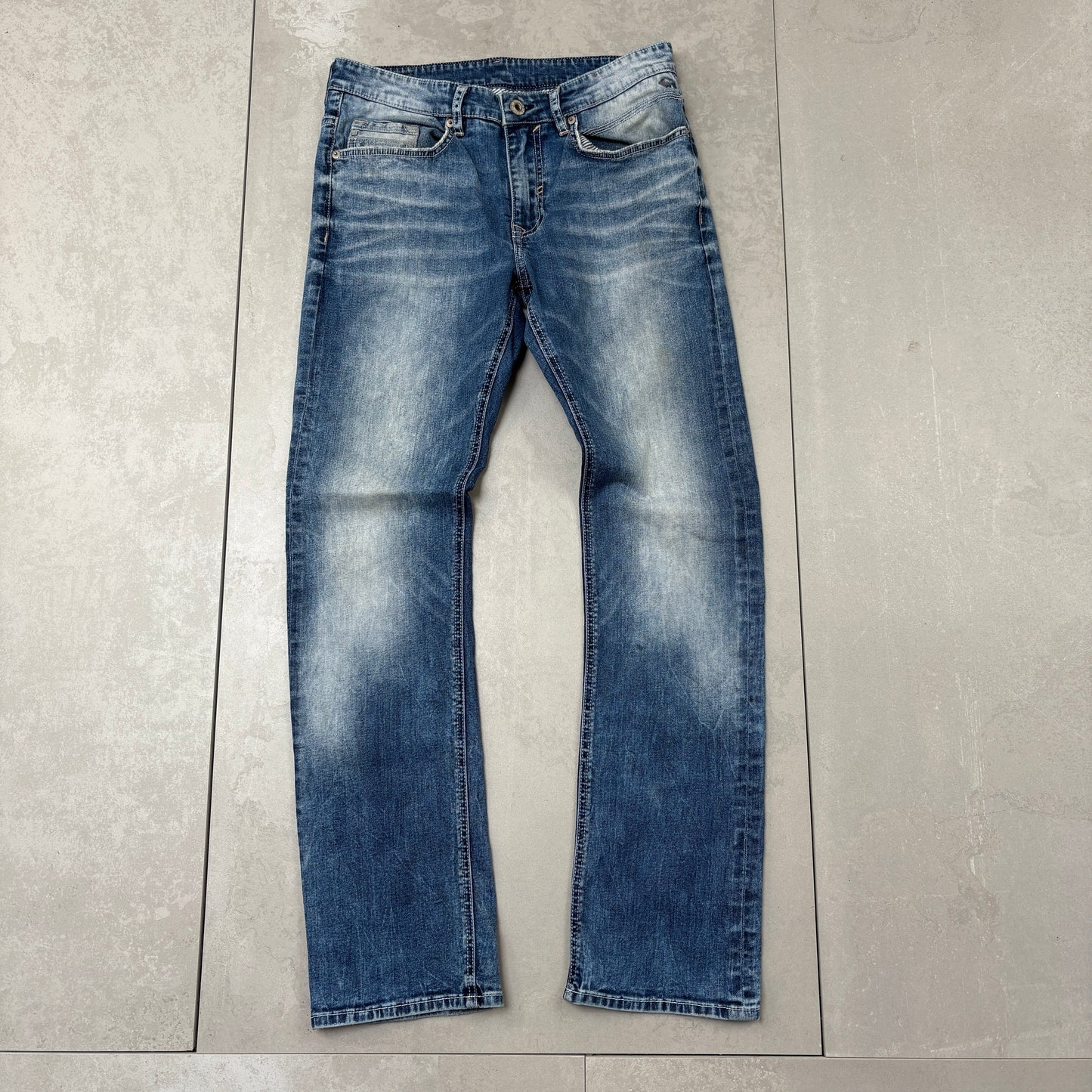 Vintage Embroidered Hip Hop Straight Blue Jeans - 32
