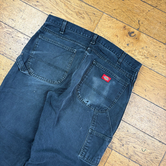 Vintage Dickies Black Workwear Carpenter Baggy Trousers - 36