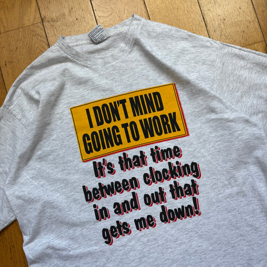 Vintage 90s Funny Slogan Single Stitch Grey Graphic T-Shirt - XL