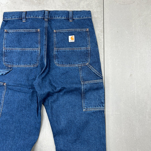 New Carhartt Double Knee Carpenter Baggy Blue Jeans - 34