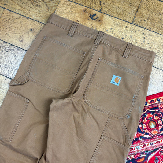 Vintage Carhartt Brown Double Knee Workwear Carpenter Baggy Trousers - 33