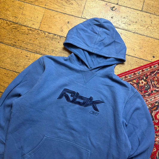Vintage Reebok Blue Hoodie Embroidered Sweatshirt - L