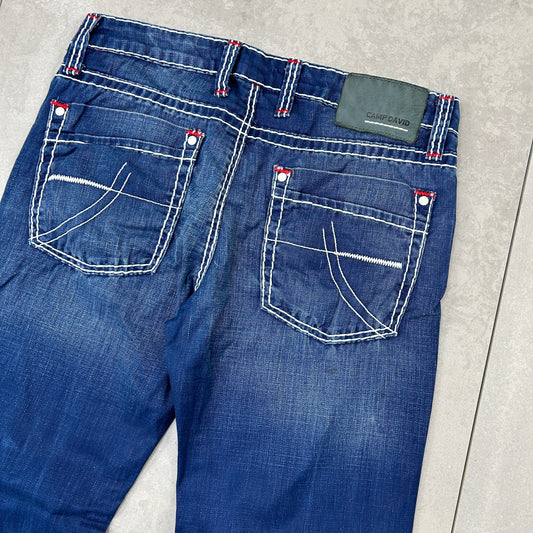 Vintage Embroidered Hip Hop Straight Blue Jeans - 31