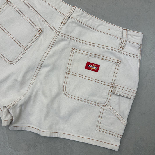 Vintage Dickies Womens Workwear Carpenter Cream Shorts - Size 12