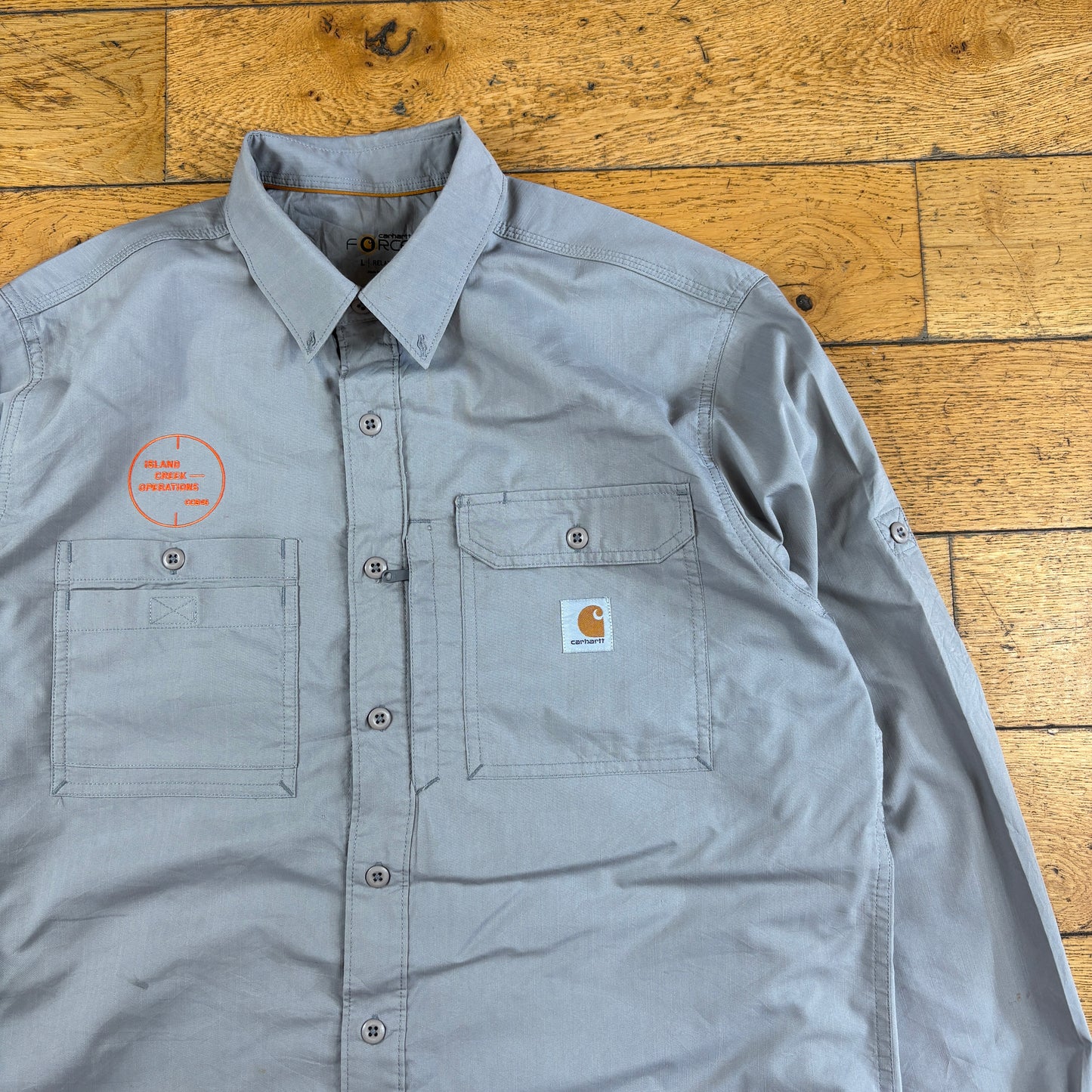 Vintage Carhartt Grey Workwear Embroidered Shirt - L