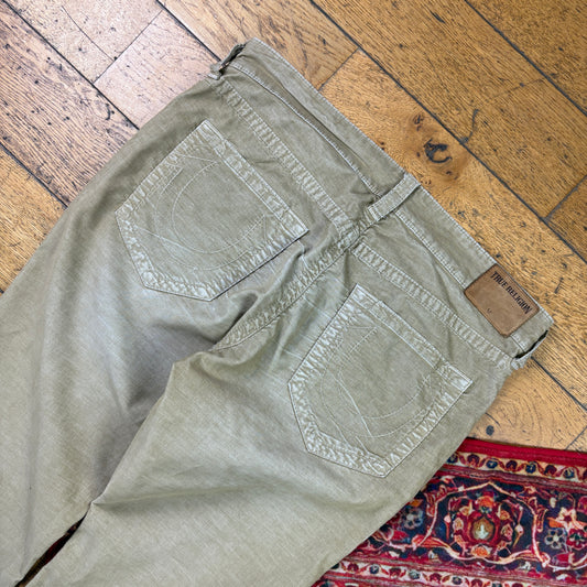 Vintage True Religion Corduroy Brown Embroidered Y2K StraightTrousers - 38