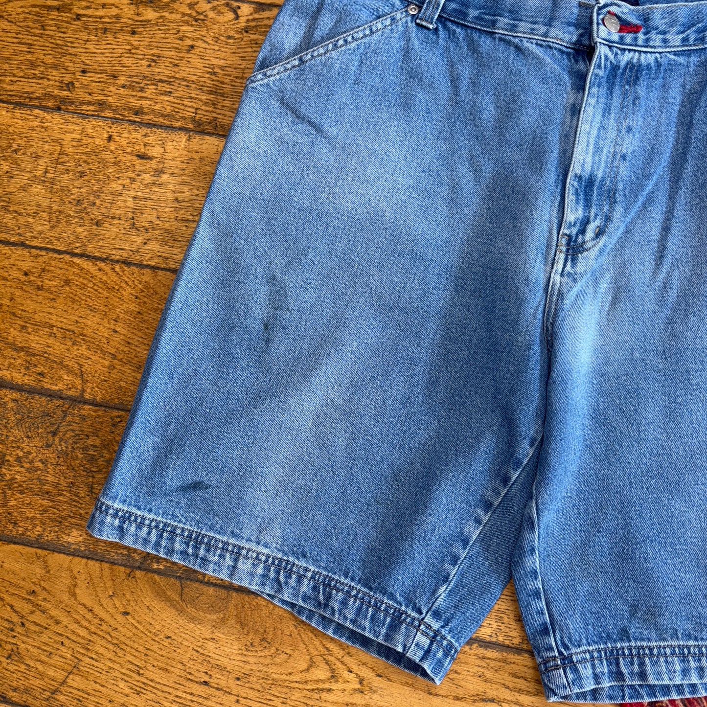 Vintage Bugle Boy Embroidered Hip Hop Baggy Blue Shorts Jorts - 38