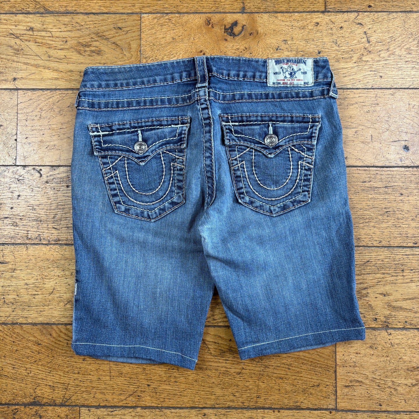 Vintage True Religion Blue Embroidered Y2K Shorts Jorts - 32