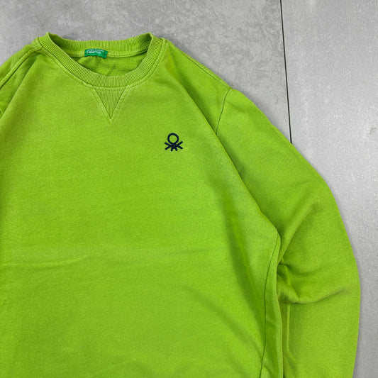 Vintage United Colours Benetton Green Knit Embroidered Sweatshirt - M