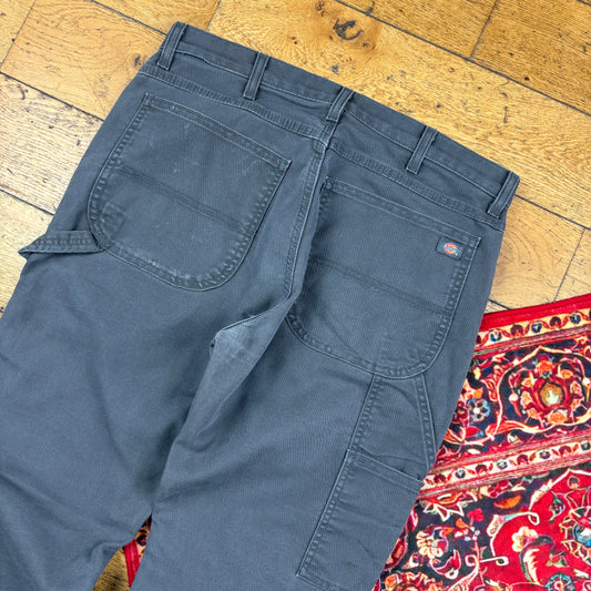 Vintage Dickies Grey Workwear Carpenter Baggy Trousers - 35