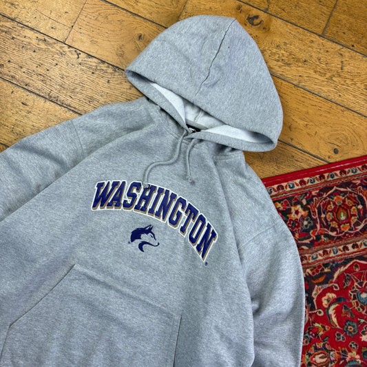 Vintage Starter Grey USA College Hoodie Embroidered Sweatshirt - M