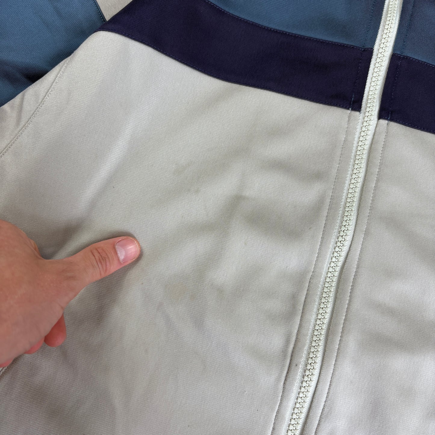 Vintage Adidas Cream Blue Tracksuit Track Shell Windbreaker Jacket - M
