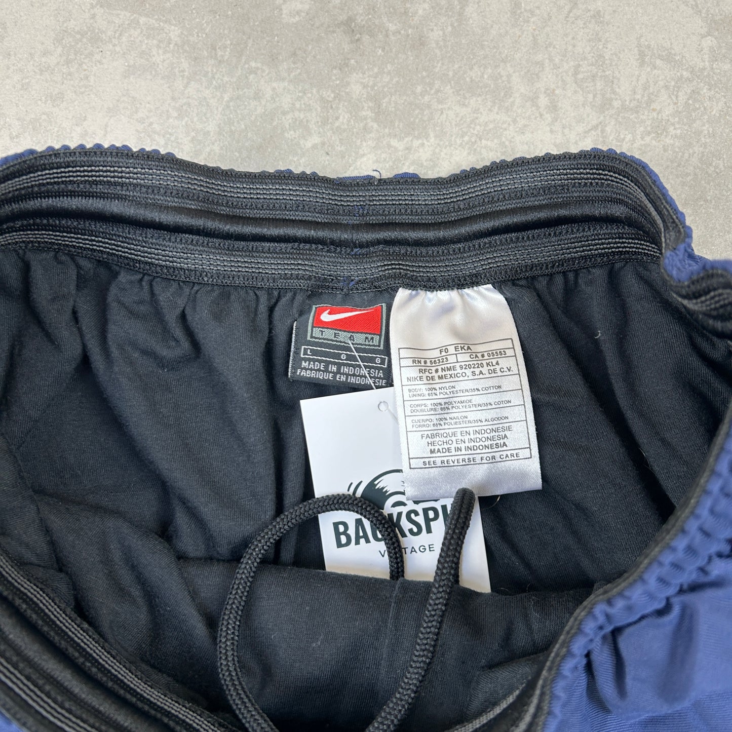 Vintage y2k Nike Baggy Cuffed Swoosh Navy Track Pants Tracksuit Bottoms - L